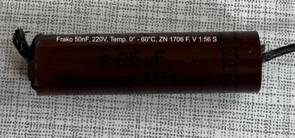 M2 Entstörkondensator Frako 0,05 uF, 220V geplatzt